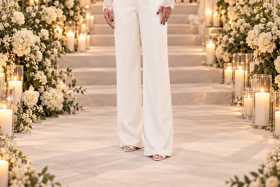 Abito pantalone con sovragonna