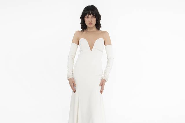 Abito da sposa in cady bianco