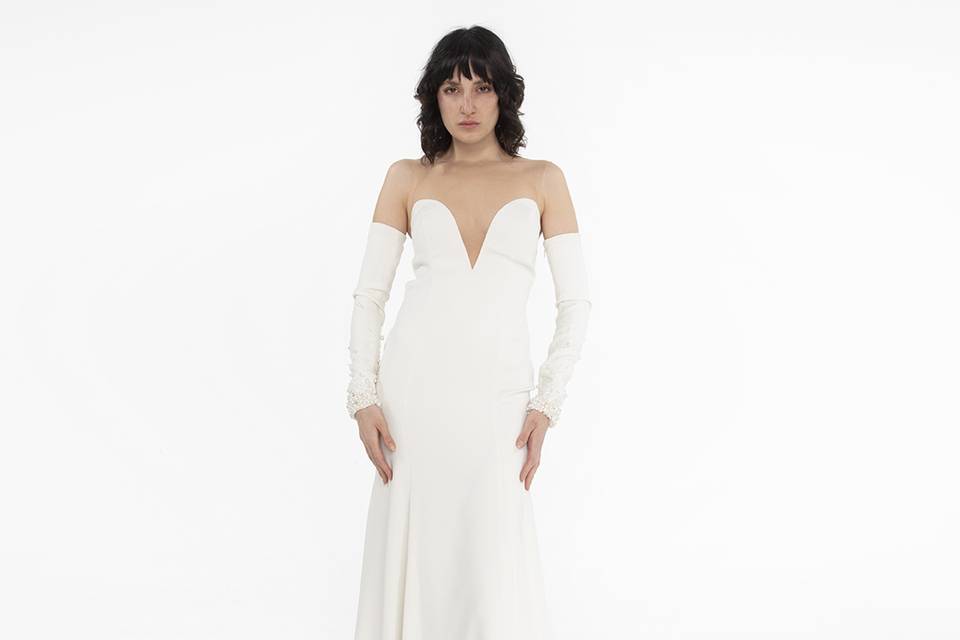 Abito da sposa in cady bianco