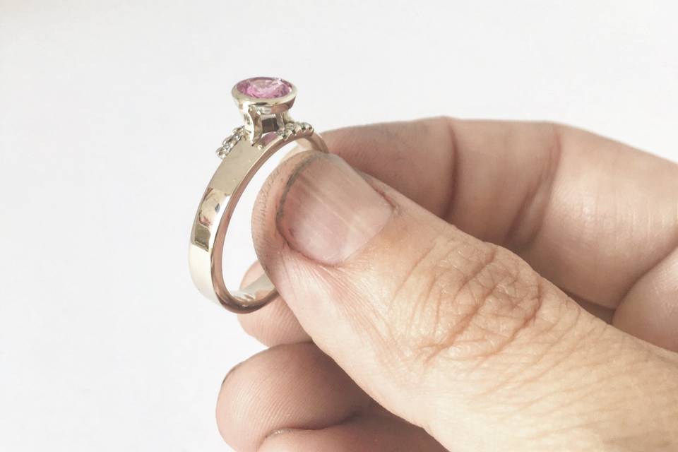 Zaffiro pink argento e diamant