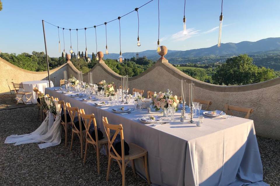 Dinner in the garden behind