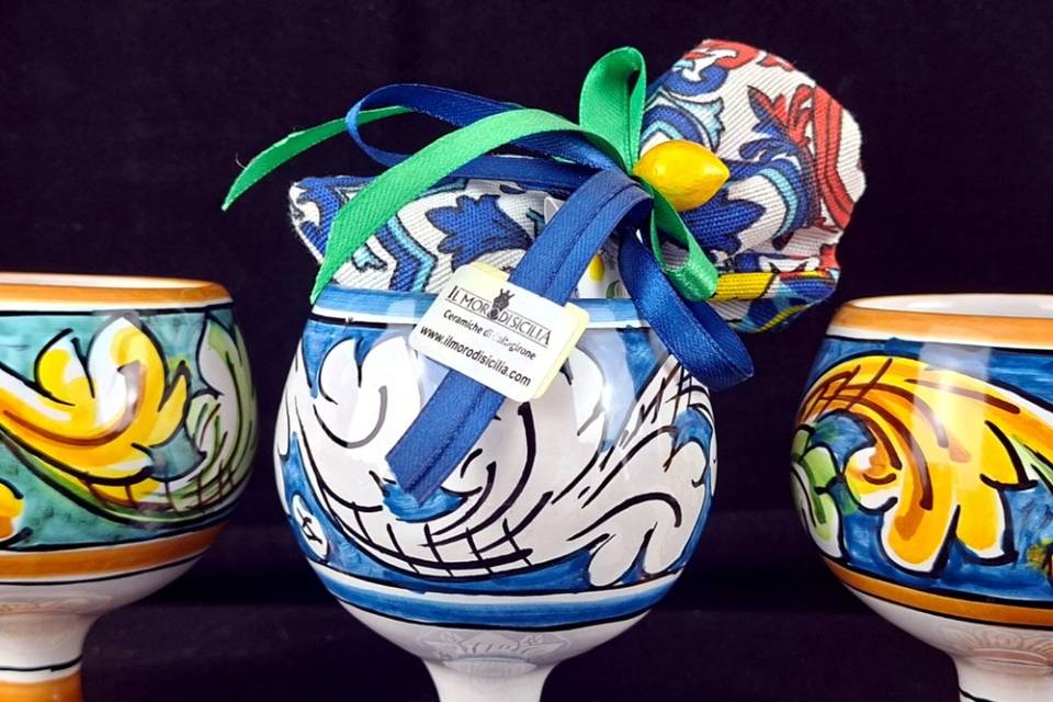 CALICE ARTIGIANALE DECORATO H.