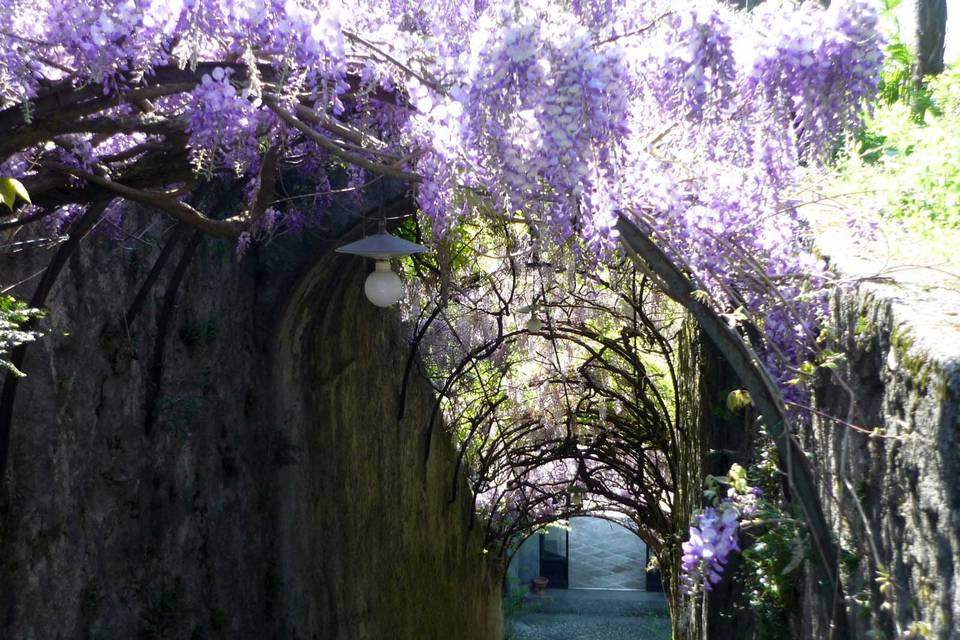 Gazebo con musica nel giardino