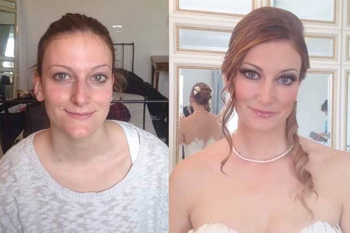 Raccolto e trucco sposa