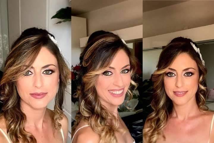 Raccolto e trucco sposa