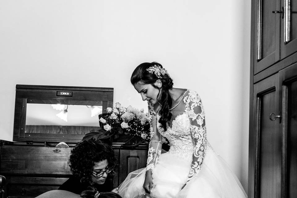 Preparazione abito sposa