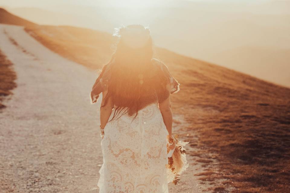 Bride at the golden hour