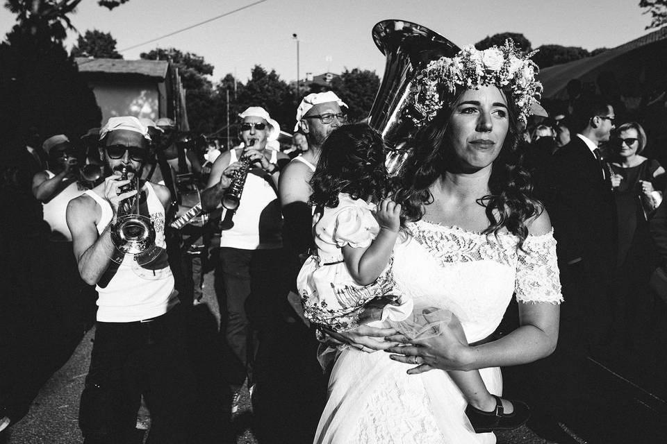 The bride and her band