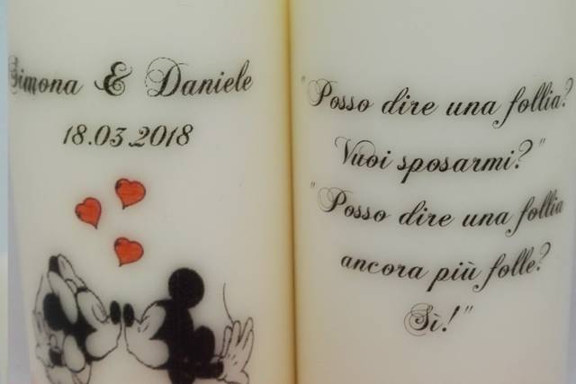 Candela per San Valentino personalizzata con nomi coppia