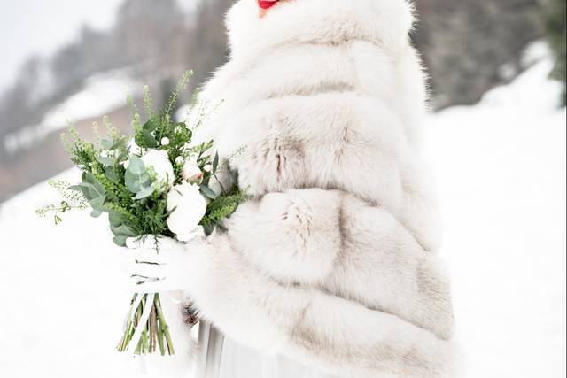 Bellissima sposa sulla neve