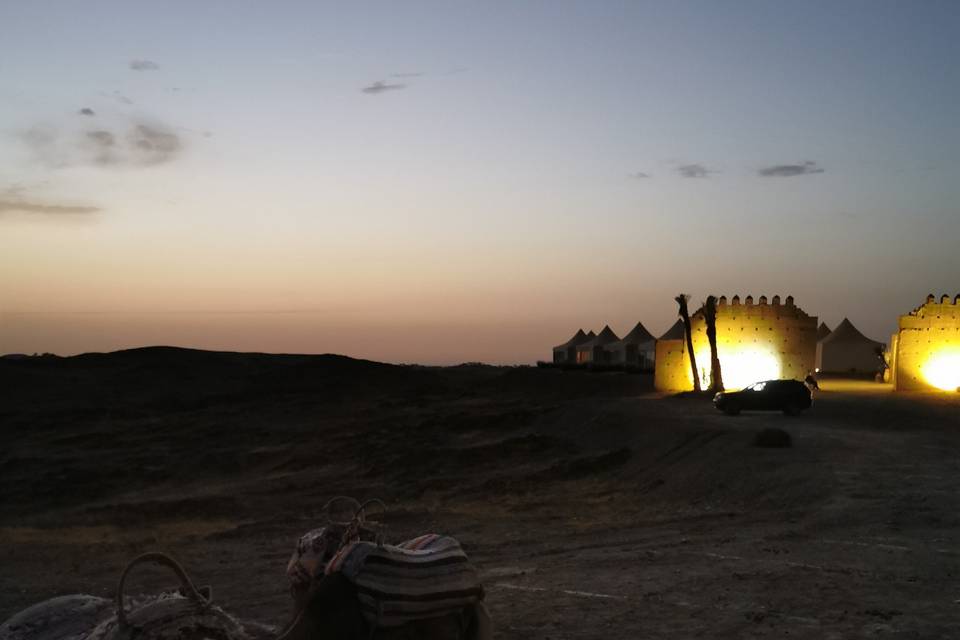Campo tendato nel deserto