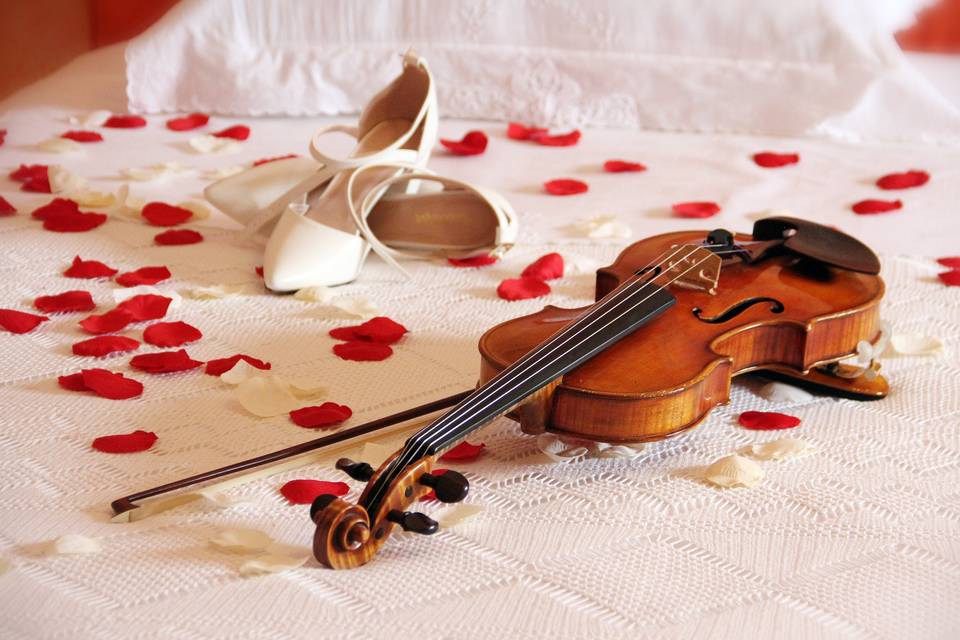 Violino e scarpe sposa