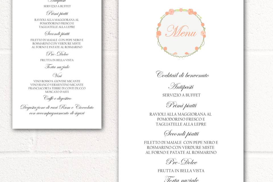 Menu floreale matrimonio