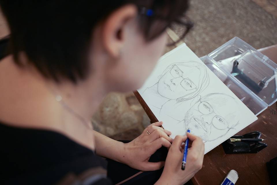 Ritratto di coppia a matita