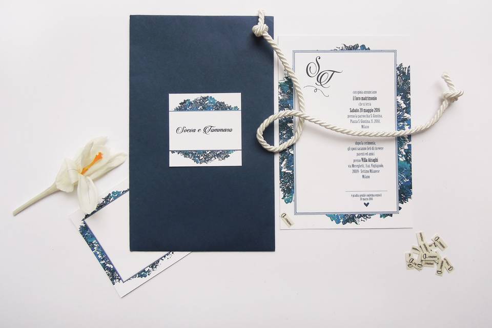 Blue wedding invitation