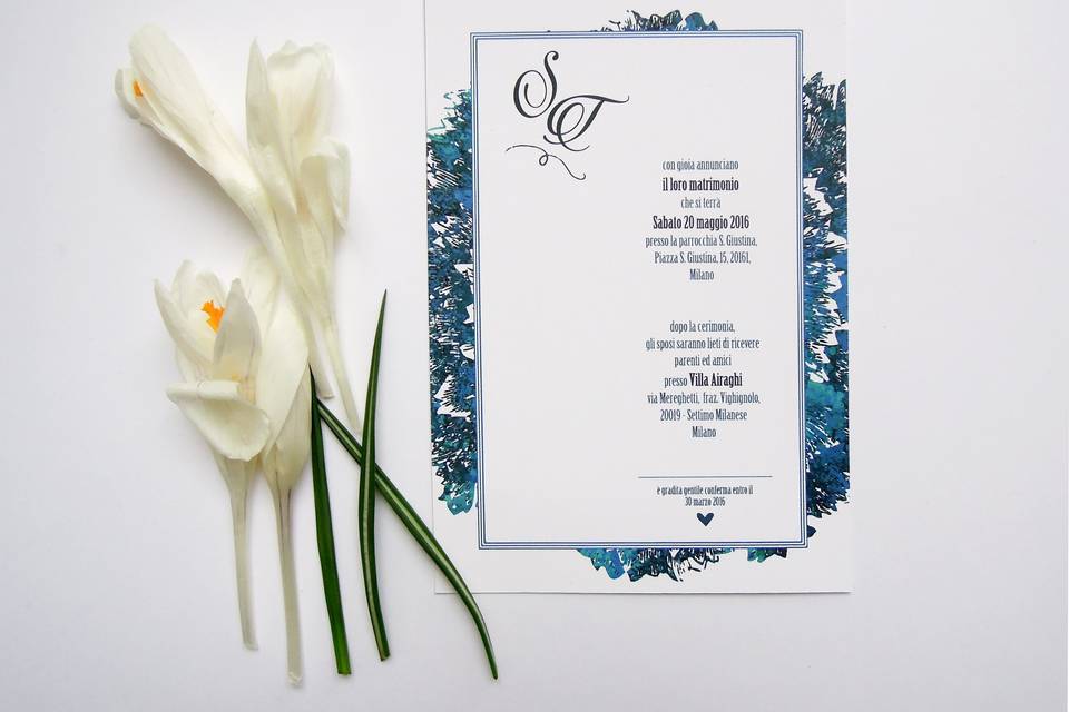 Blue wedding invitation