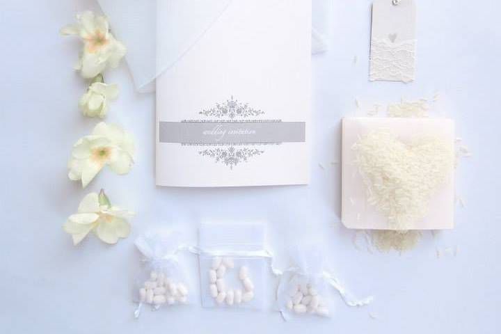 Total white wedding invitation