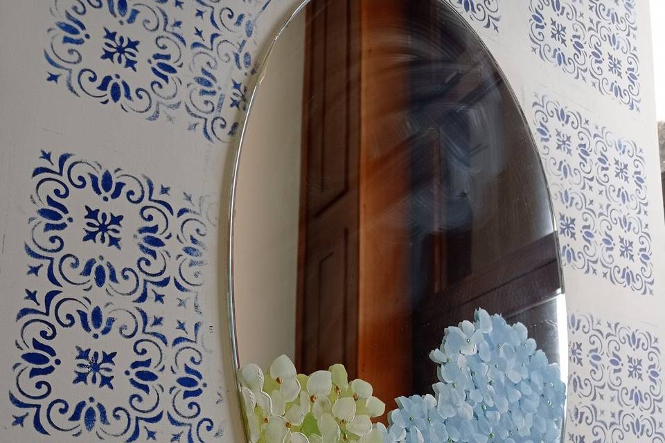 Specchio ovale dipinto con ort