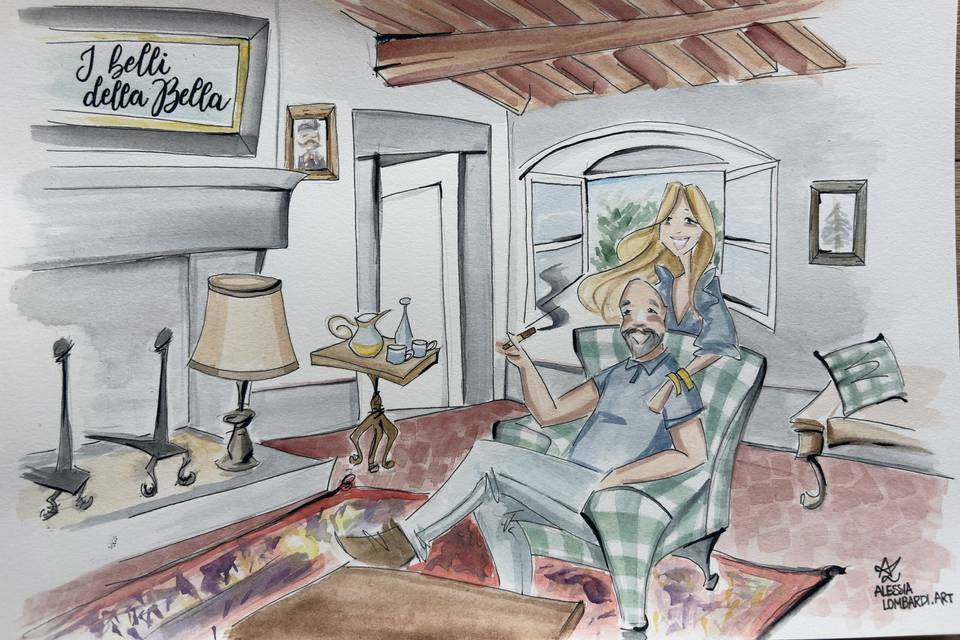 Disegno panorama Acquerello