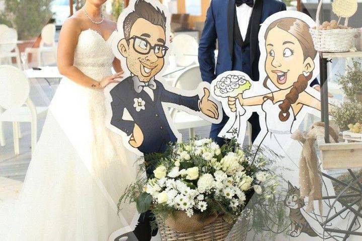 60 PARTECIPAZIONI MATRIMONIO CON CARICATURA SPOSI INVITI PERSONALIZ