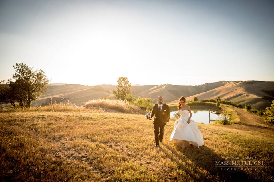 Foto di matrimonio al tramonto