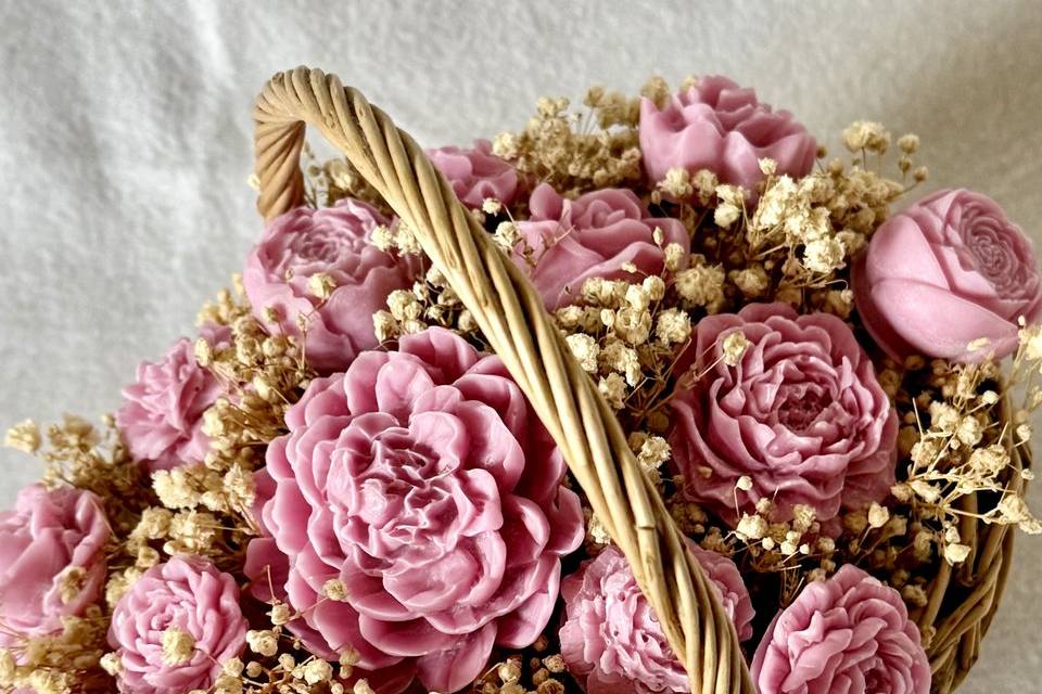 Bouquet cesta di vimini