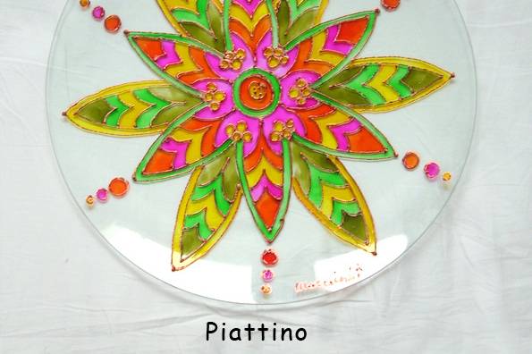 Piatto vetro decorato 30 cm