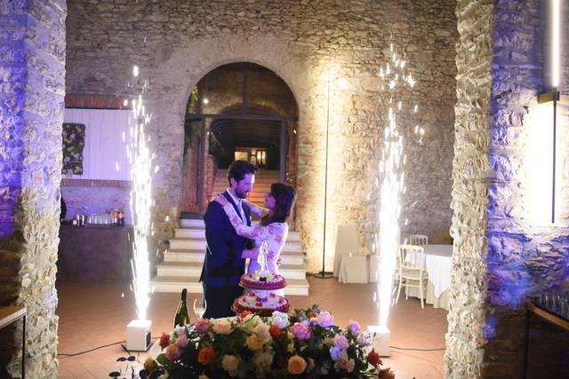 Taglio torta con fontane