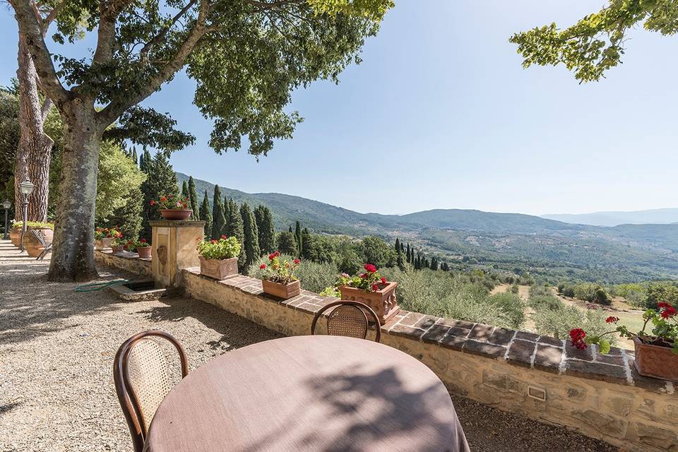 Panorama di fronte alla villa