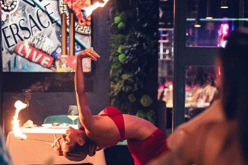 Sexy and elegant fire show
