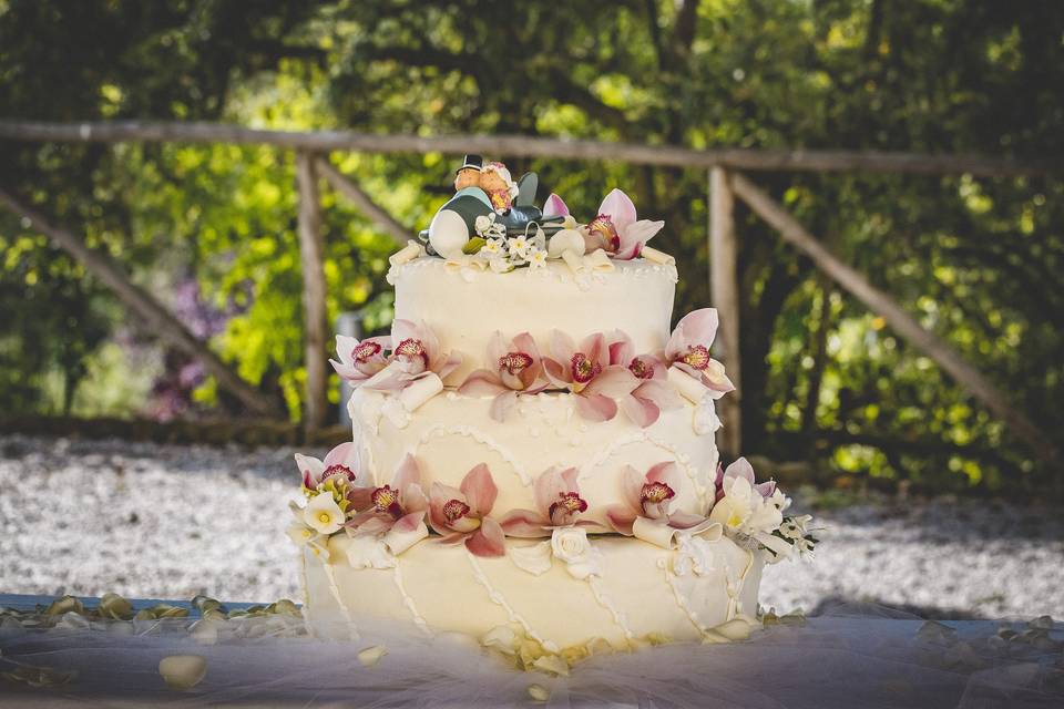 Torta con orchidee