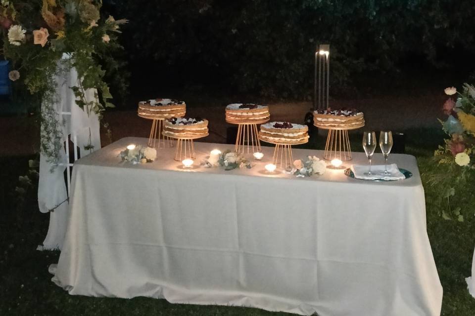 Taglio torta in giardino