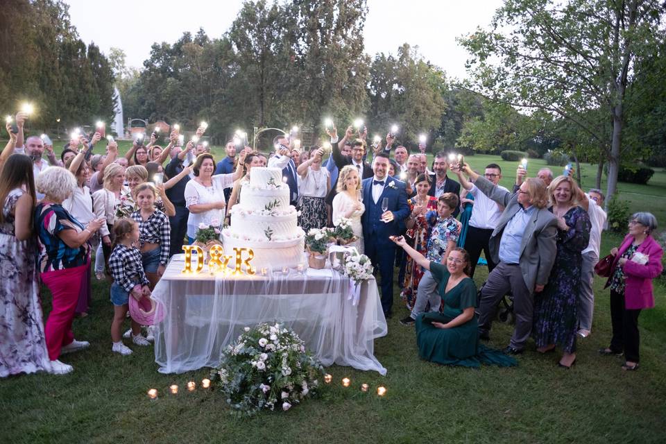 Amici al taglio della torta