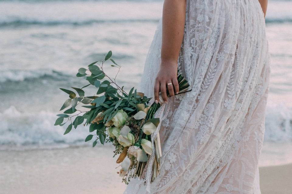 Abito + bouquet boho