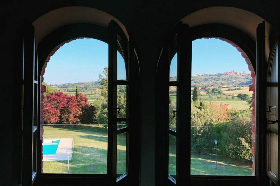 Vista piscina dalla colombaia