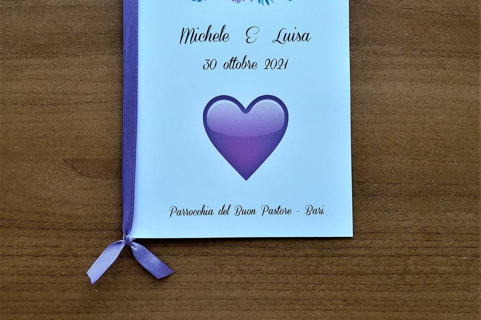 Libretto messa cuore lilla