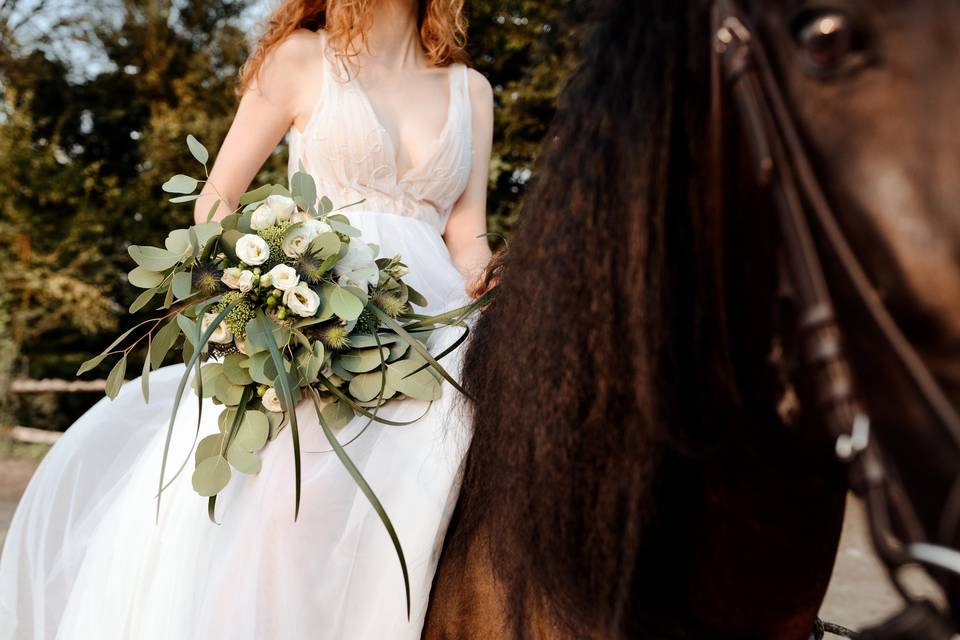 Country wedding with horse