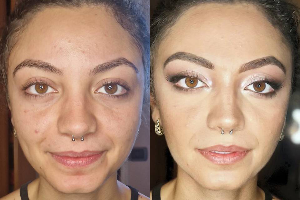 Prima e dopo makeup elegante