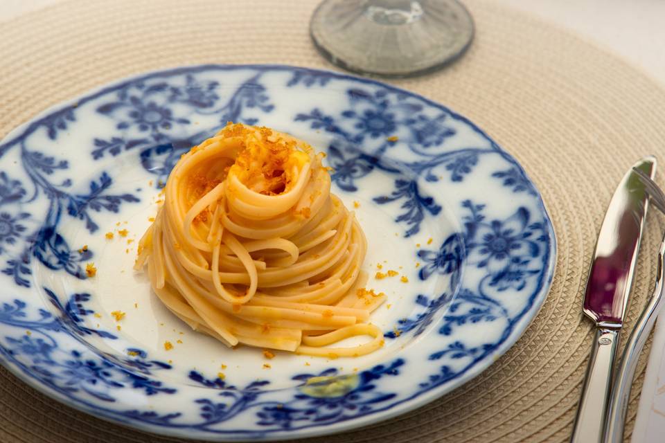 Linguine pomodorini bottarga