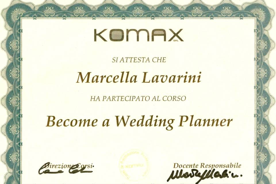 Attestato Wedding Planner