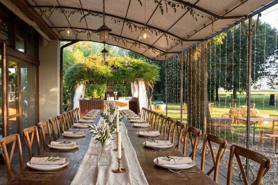 La veranda allestita