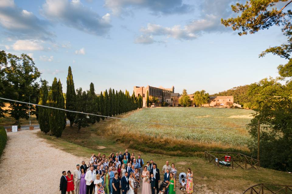 Foto di gruppo con il drone