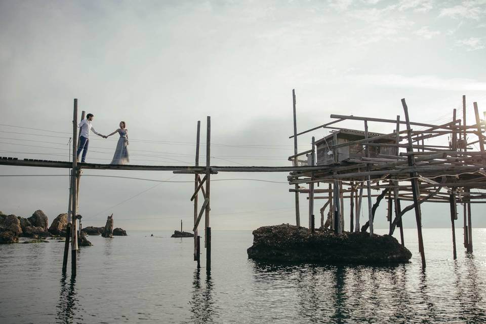 Sposi sul trabocco