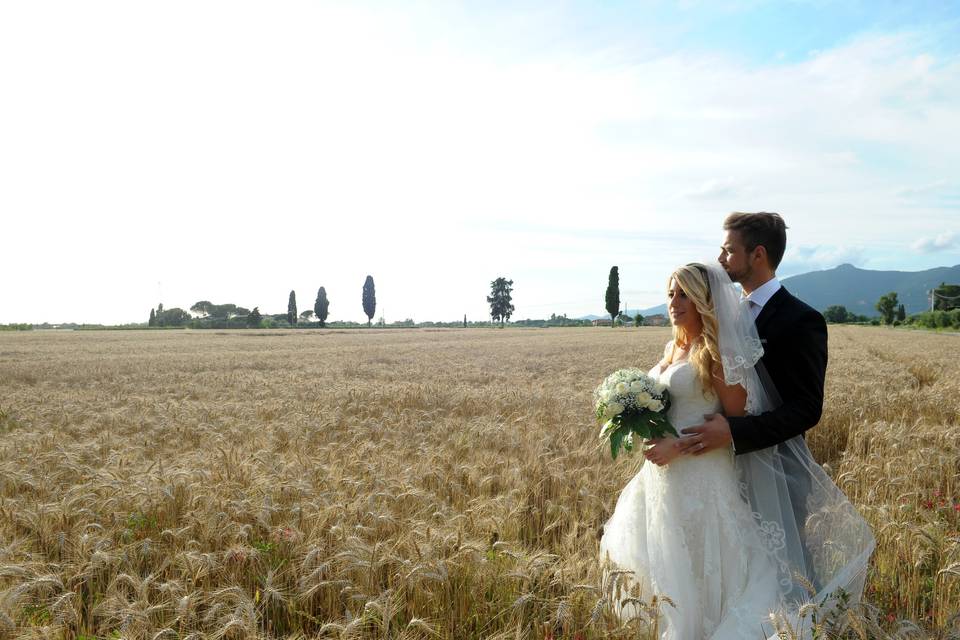 Sposi nei campi di grano