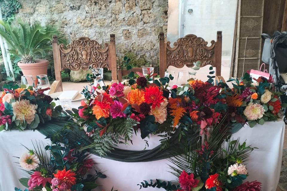 Allestimento tavolo sposi