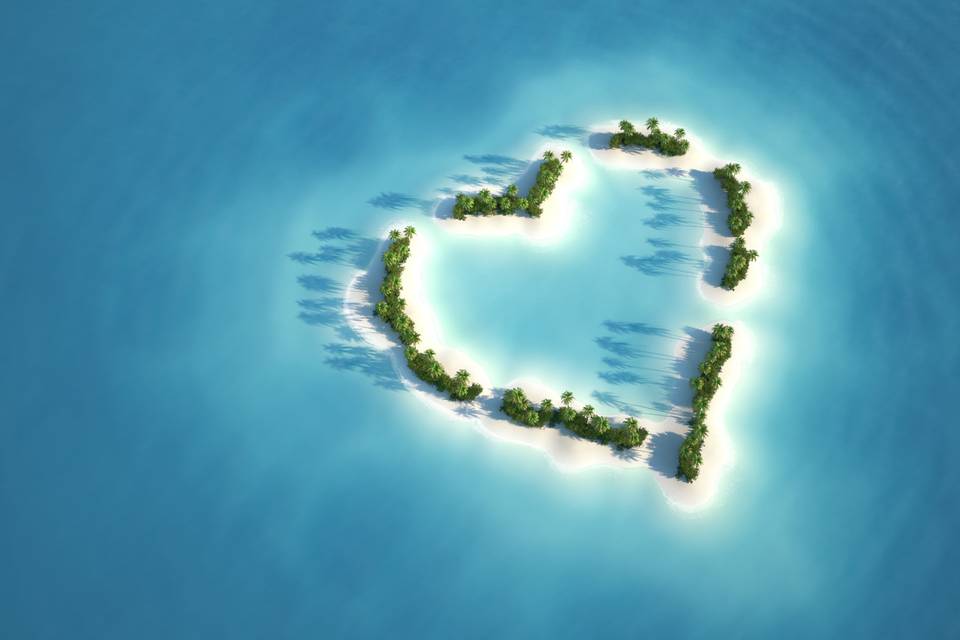 Paradise heart shaped island