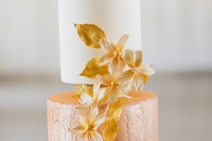 Orange gold wedding cake