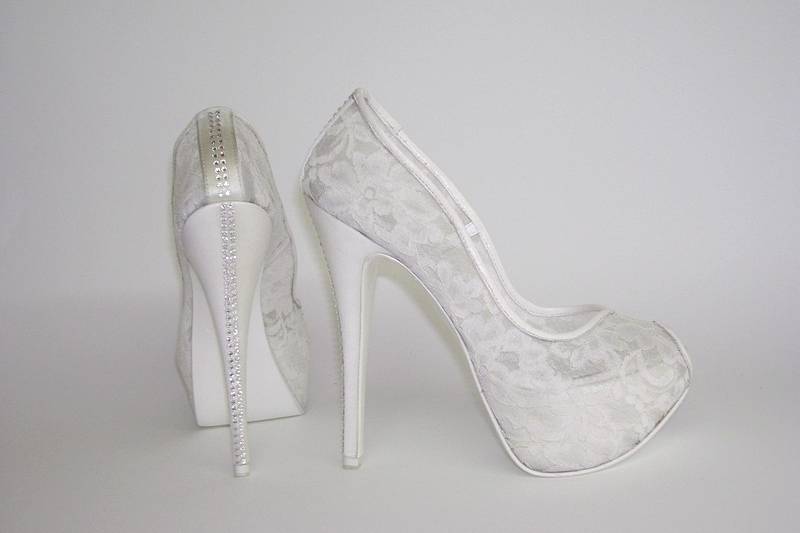 Scarpe sposa pizzo tacco basso