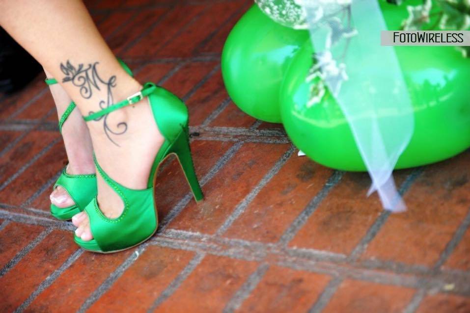 Sandali sposa verde smeraldo