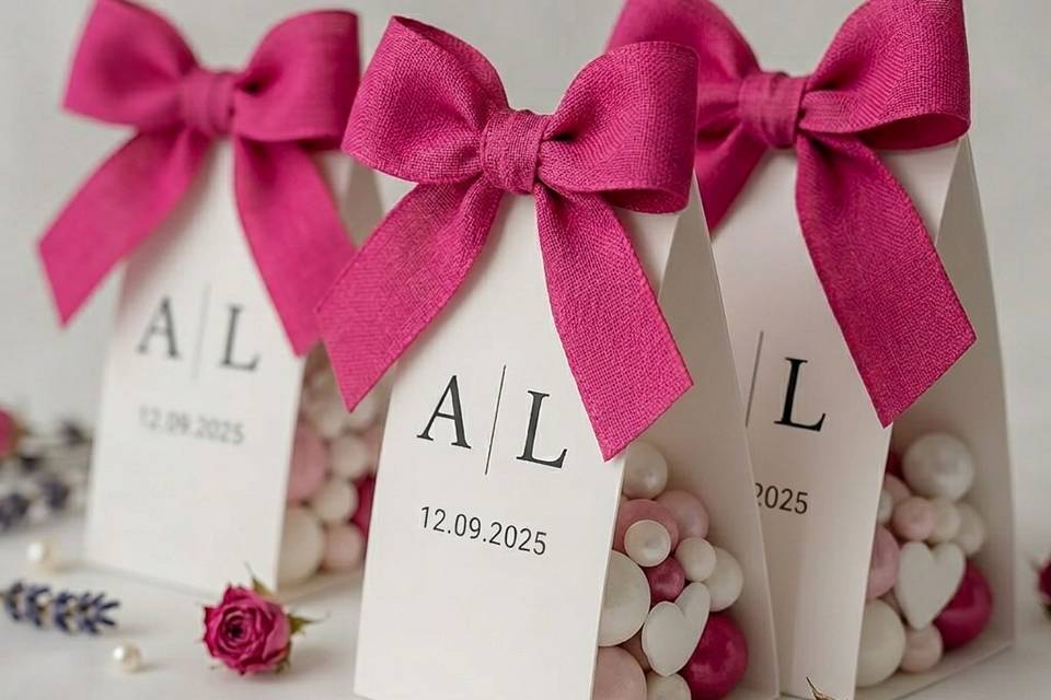 Confetti con fiocchi fucsia